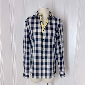 John Lennon by ENGLISH LAUNDRY Gingham Shirt with flower accents